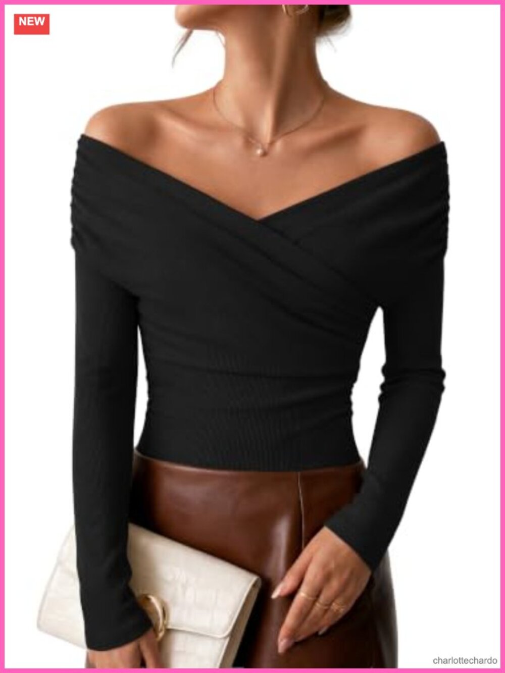 Womens Off Shoulder Wrap Long Sleeve Ruched Going Out Top Y2K